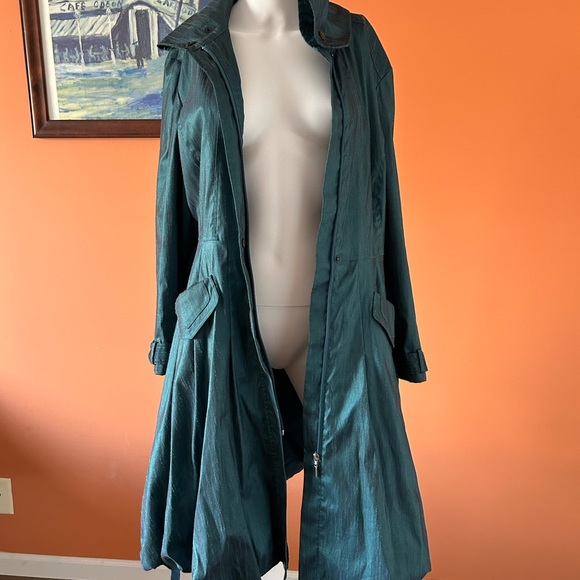 SAMUEL DONG dark jade green belted trench coat - Picture 5 of 12